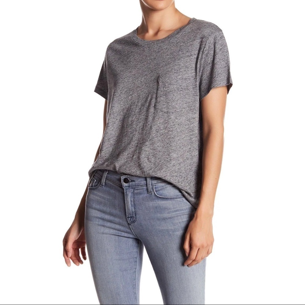 Madewell Plain T-Shirt Top Tee Heather Grey Cotton One Pocket XXS